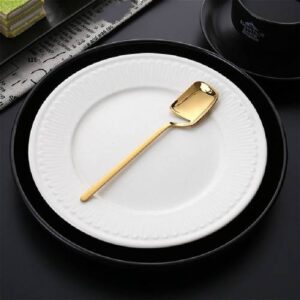 Stainless Steel V-shaped Wall Hanging Design Simple Coffee Spoon Fork Creative Long Handle Stirring Tableware, Style:Spoon, Color:Gold