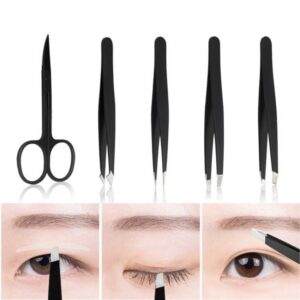 5 pieces/set sold Eyebrow grooming and makeup tools Eyebrow tweezer clip (black)