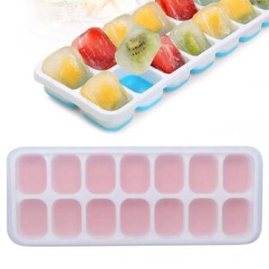 14 Grid Silicone Ice Grid Household Square Ice Grid Silicone Mold With Lid(Pink)