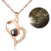 100 Languages I Love You Projection Girl Pendant Necklace Jewelry