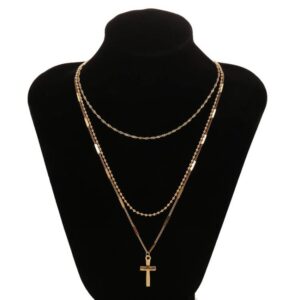 3-layer women’s necklace cross