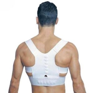 Magnetic therapy therapy posture corrector support shoulder and back support belt men and women adult support upper correction corset, size: M (white)
