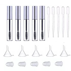 5 12ml Empty Mascara Tubes with Lash Wand + 5 Funnels and Transfer Set for DIY Container Set