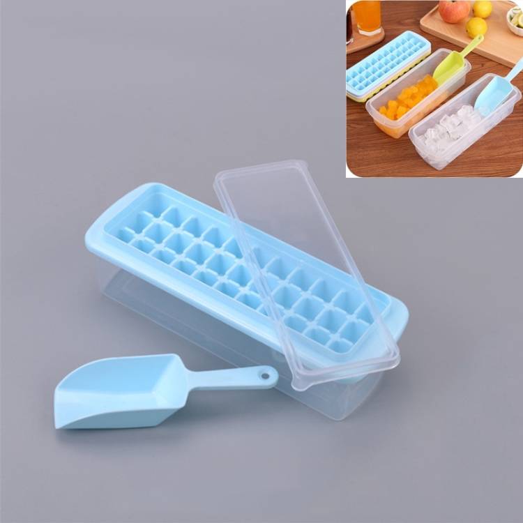 Creative 33 grid DIY ice cube box plastic homemade ice cube mold with cover&shovel