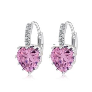 925 sterling silver cute heart-shaped cubic zirconia earrings