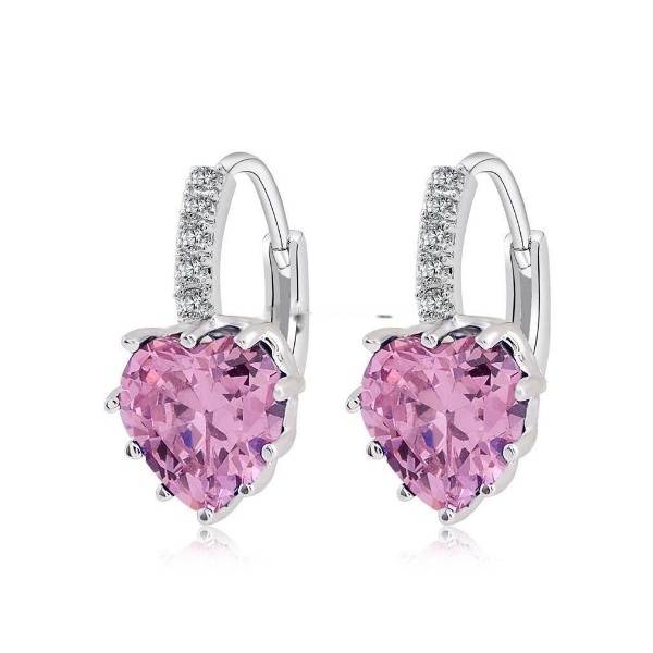 925 sterling silver cute heart-shaped cubic zirconia earrings