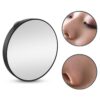 Magnifying small round mirror, makeup mirror with suction cup, 8.8cm magnifying makeup mirror, style: black 10 times