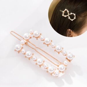 Geometrically irregular pearl hair clip for women’s exquisite hair accessories (rectangular)