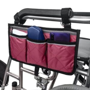 Walking Aid Wheelchair Armrest Side Storage Bag Car Storage Hanging Bag(Red Wine)