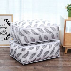 Foldable Storage Bag Clothes Blanket Quilt Transparent Printing Travel Luggage Storage Bag, Size:57x40x22cm(Feather)