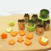 Stainless steel biscuit mold eight piece set, printed vegetable and fruit cutting and embossing mold 1 large 7 small green