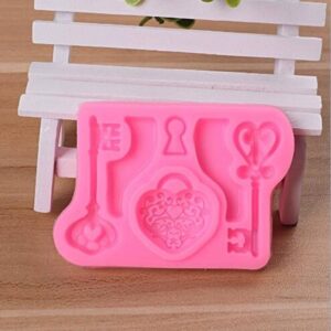 2 One Selling Food Love Lock Keys Flipping Sugar Silicone Mold DIY Baking Cake Decoration Tools