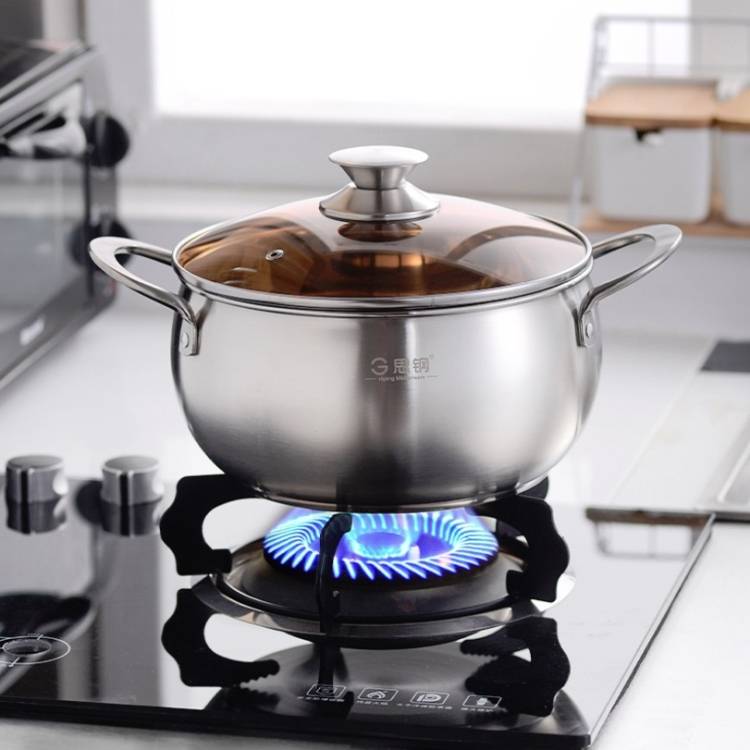 Si Gang 24CM Stainless Steel Drum-shaped Large-capacity Extra Thick Soup Pot