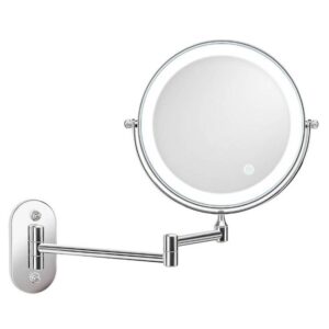 8-inch wall mounted double-sided makeup mirror with LED three color dimming bathroom mirror
