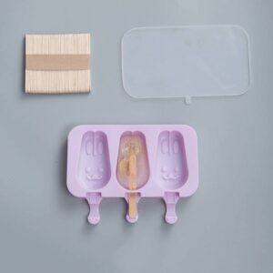 Silicone cartoon children’s homemade ice cream popsicle mold set with wooden sticks