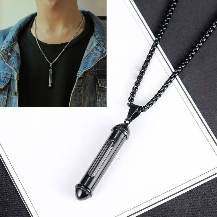 OPK 1573 Men's Classic Column Can Open perfume Bottle Pendant Necklace
