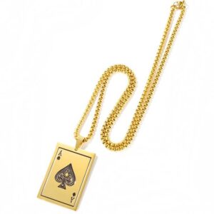 OPK 1670 Versatile Titanium Steel Spades A Playing Card Pendant Personalized Men’s Necklace