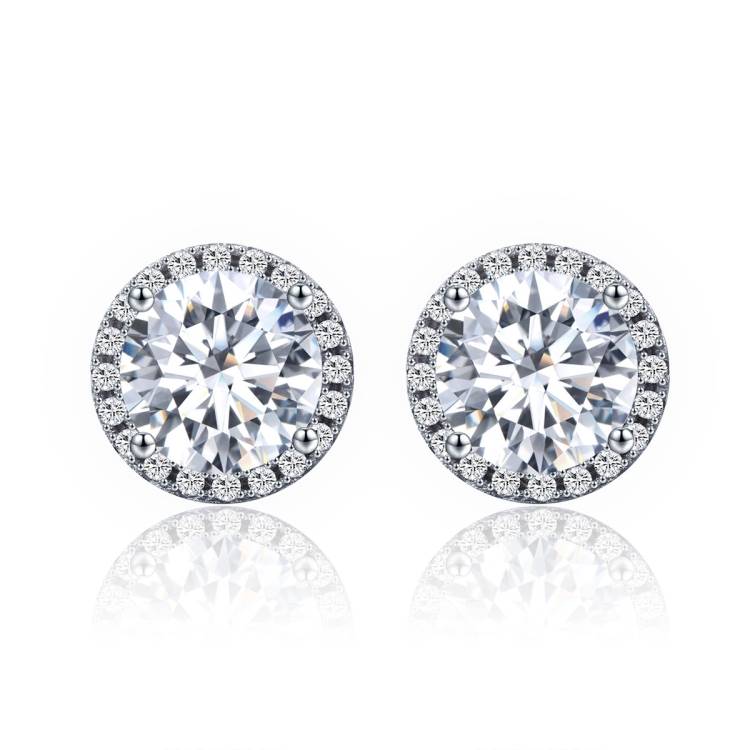 Zircon earrings, pure silver, minimalist girl earrings