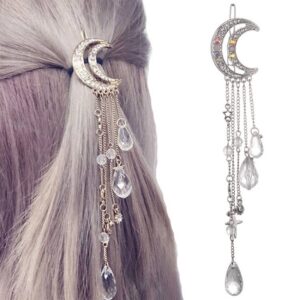 Fashionable and elegant women’s clothing, Lady Moon, rhinestones, tassels, long chain beads, pendants, hair clips, hair accessories, hair accesso
