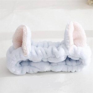 Cute Elastic Cat Ears Headbands Women Girls Makeup Face Washing Headband Hairdo Facial Mask Headwrap Hairband Hair Accessory(Blue)