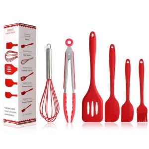 Silicone Kitchenware Slotted Spatula Scraper Egg Beater Brush Food Clip Set