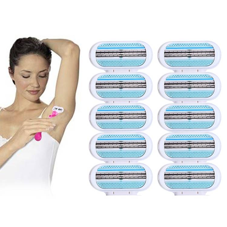 10 pieces sold, women's safety depilator, 3-layer blade shaving blade replacement head