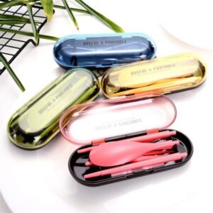 3pcs / Set Mini Outdoor Portable Travel Sets Candy Color Folding Dinner Set Student Kids Kitchen Tool