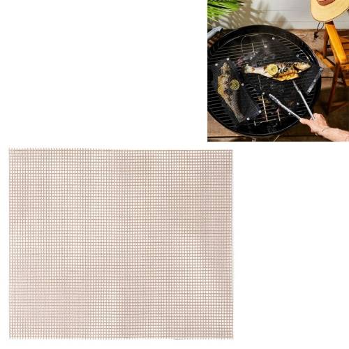 Non-Stick Grid Sheet Teflon Barbecue Mat Grill Grid Mat, Size:36x42 cm(Brown)