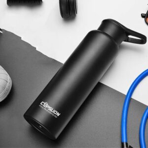 THE CUPSLION Stainless Steel Large-Capacity Vacuum Flask Outdoor Space Cup Vehicle-Mounted Water Cup(Black)