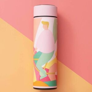 Macaroon Intelligent Temperature Measurement Stainless Steel Vacuum Flask Cup(Soot Grey)