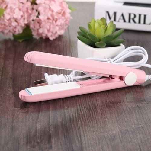Mini ceramic straightener iron straightening ripple curling national standard (pink ripple)1