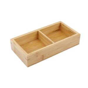 Hot Pot Bamboo Plate Compartmental Platter Vegetable Wood Tray Set Two Grid Plate