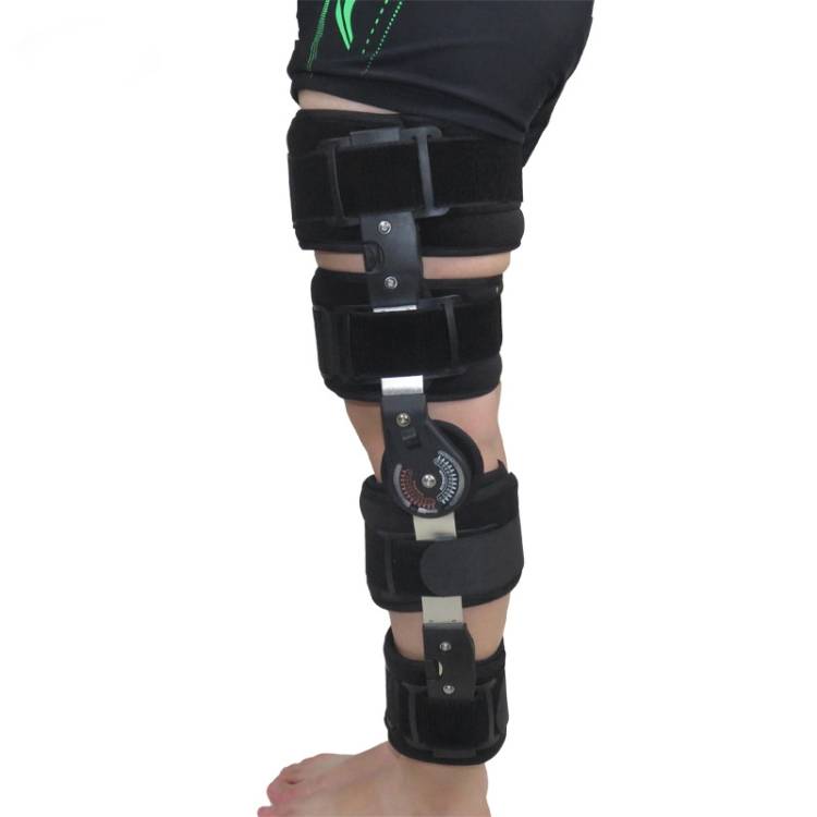 Adjustable knee joint fixation brace with adjustable length, knee injury fracture protection brace bracket