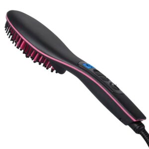 Ceramic straightener brush, fast straightening electric comb, flat LCD digital display, heated hair brush