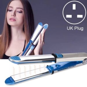 2-in-1 titanium straight hair curler, plug standard: British standard (blue)
