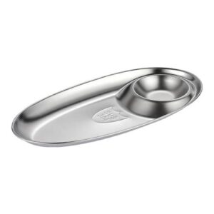 Stainless Steel Seasoning Plate Split Plate Sauce Plate Hotel Barbecue Snack Plate Large