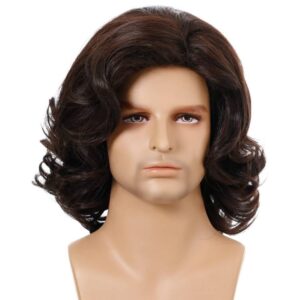 Men’s wig diagonal bangs fluffy short curly hair