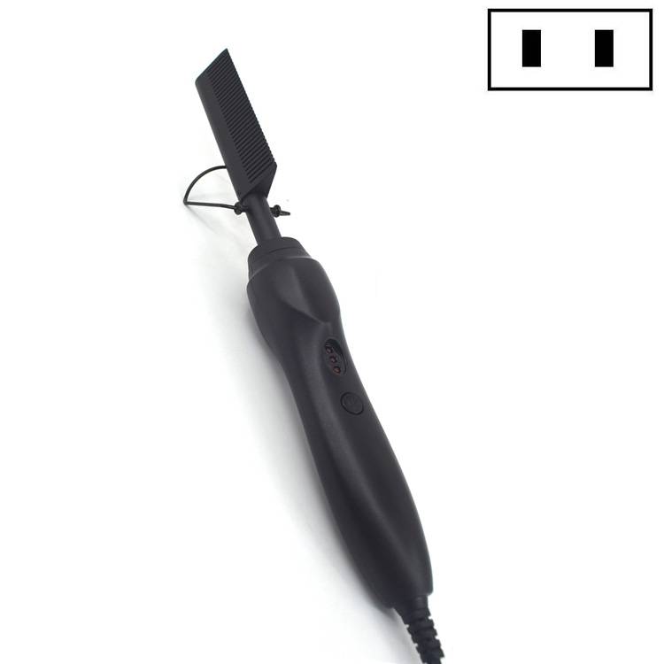 Multifunctional Comb Dry And Wet Dual-Use Curly Hair Straightening Stick Electric Perm Comb US Plug(Black)