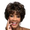 Women’s diagonal bangs fluffy colored wig short curly head cover