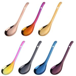 304 Stainless Steel Rice Spoon Household Thickened Large Soup Spoon,Random Color Delivery