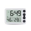 Multifunctional Indoor Thermometer And Hygrometer Large Screen Alarm Clock Kitchen Electronic Countdown Timer(White Shell Black Button)