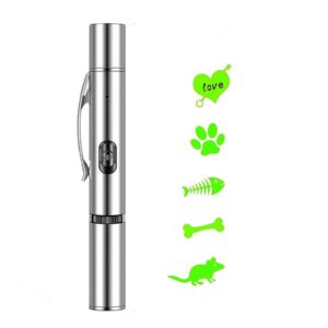 Rechargeable projection cat flashlight multi-pattern pet toy stainless steel flashlight (green light)