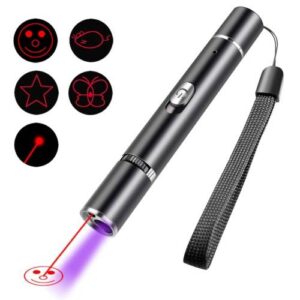 USB Rechargeable Laser Pattern Funny Cat Flashlight With Woods Purple Light Detection Lamp(Black)