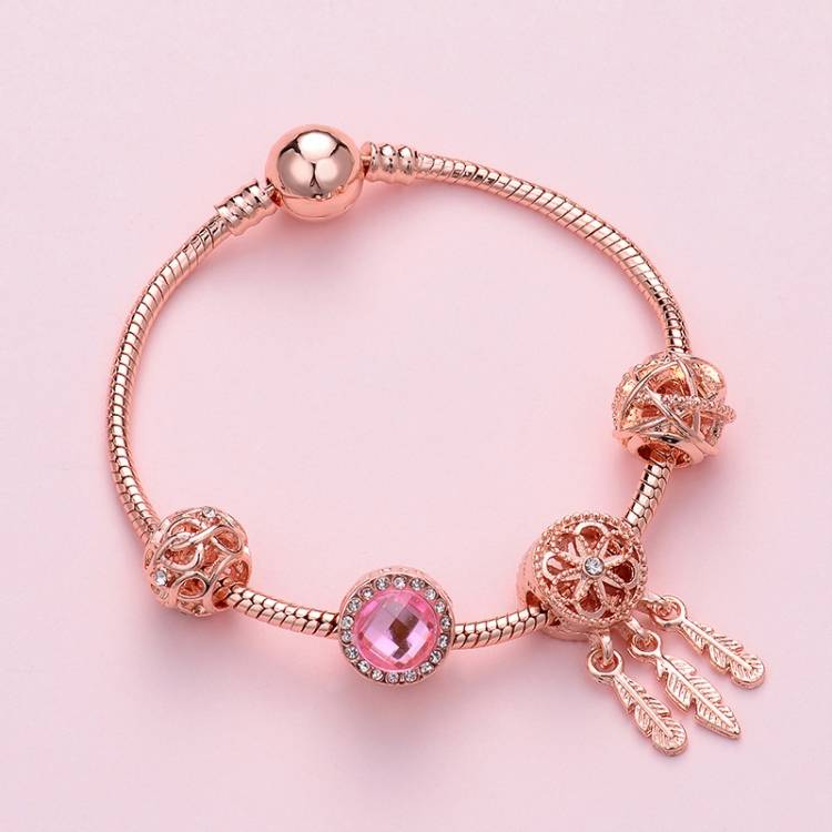 SL136 Women's Rose Gold Beaded Bracelet