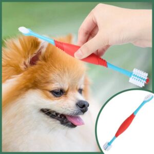 Pet dual head toothbrush pet oral cleaning products (blue)