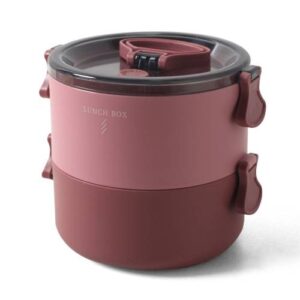 JC6680 Fresh-Keeping Lunch Box Children Plastic Microwave-Heated Lunch Box, Capacity: Double Layer(Red)