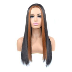Women’s midsection bleach long straight wig
