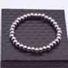 Silver stainless steel round bead bracelet (6mm)