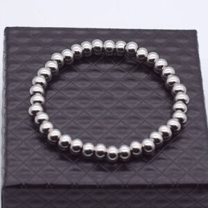 Silver stainless steel round bead bracelet (6mm)