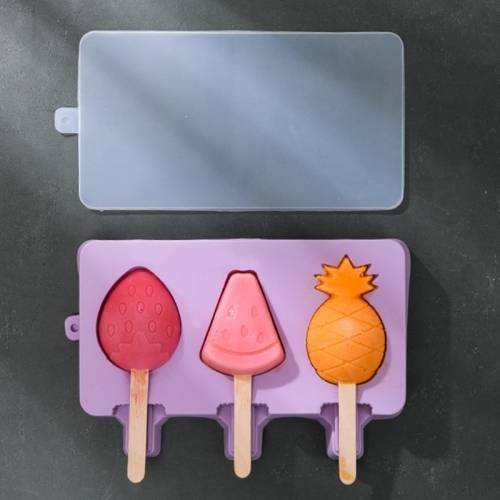 Homemade Children Cute Silicone Cartoon Popsicle Ice Cream Mould, Style:Large Fruit